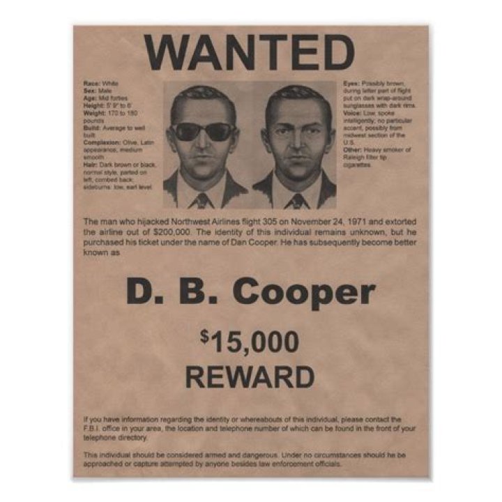 DB Cooper Wanted Poster