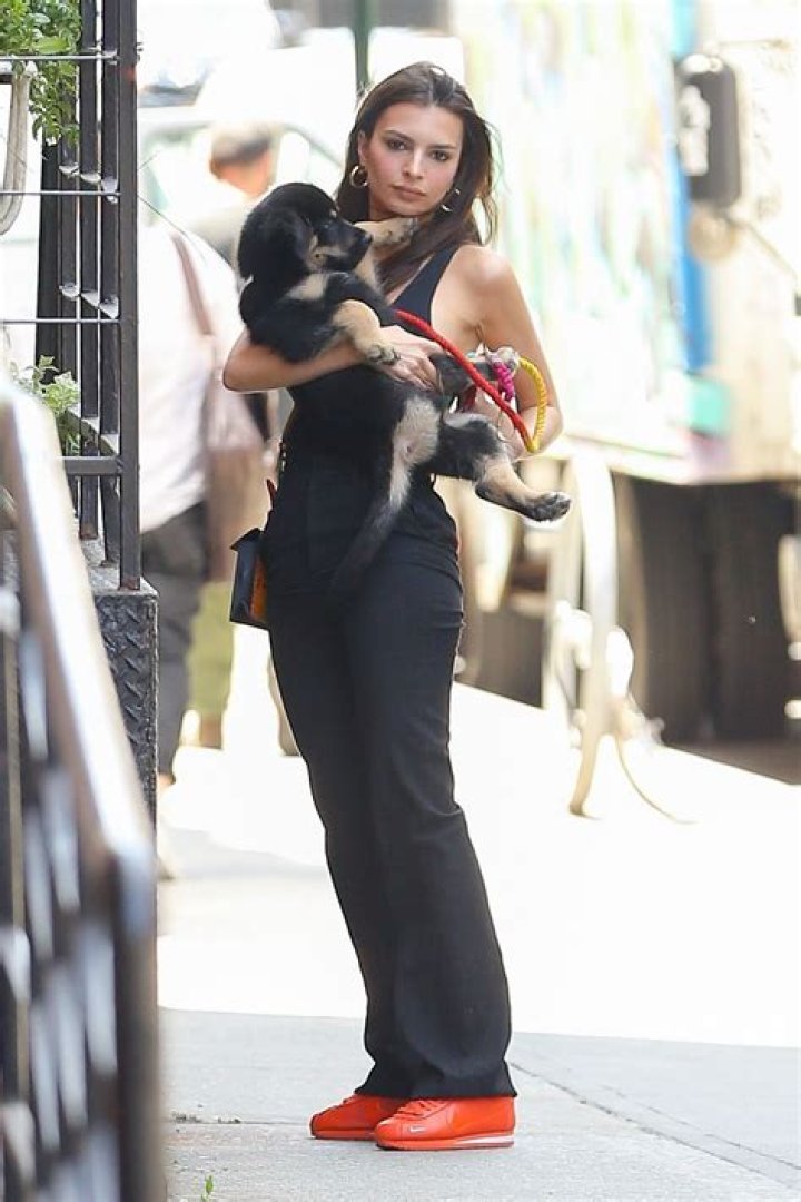 Emily Ratajkowski and Her Puppy Colombo