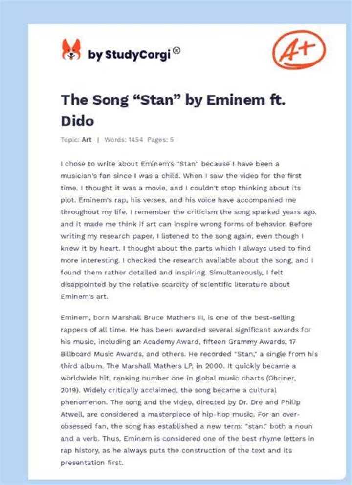 Eminem ft. Dido’s
Stan (Clean Version) Lyrics