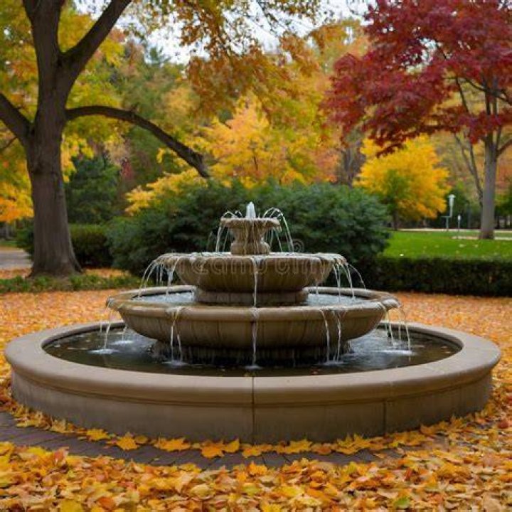 Fall Granja Fountain Leaves
