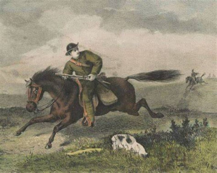 Native American Chasing Pony Express Rider