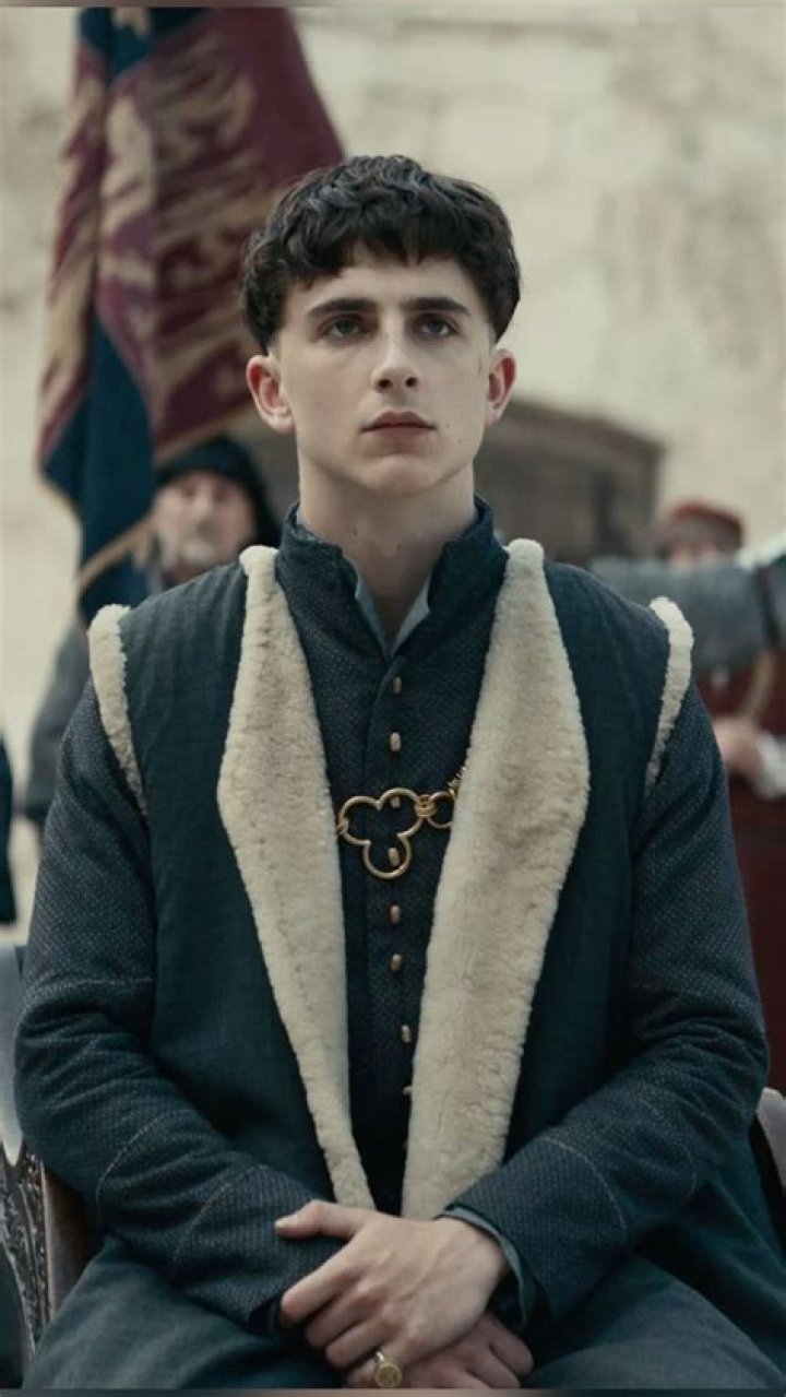 Timothée Chalamet as King Henry V In The King